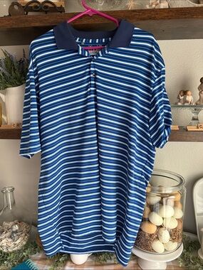 Under Armour Men's Blue & White Striped Polo Shirt